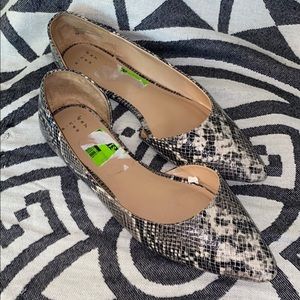 A New Day pointy toe, snakeskin ballet flat.